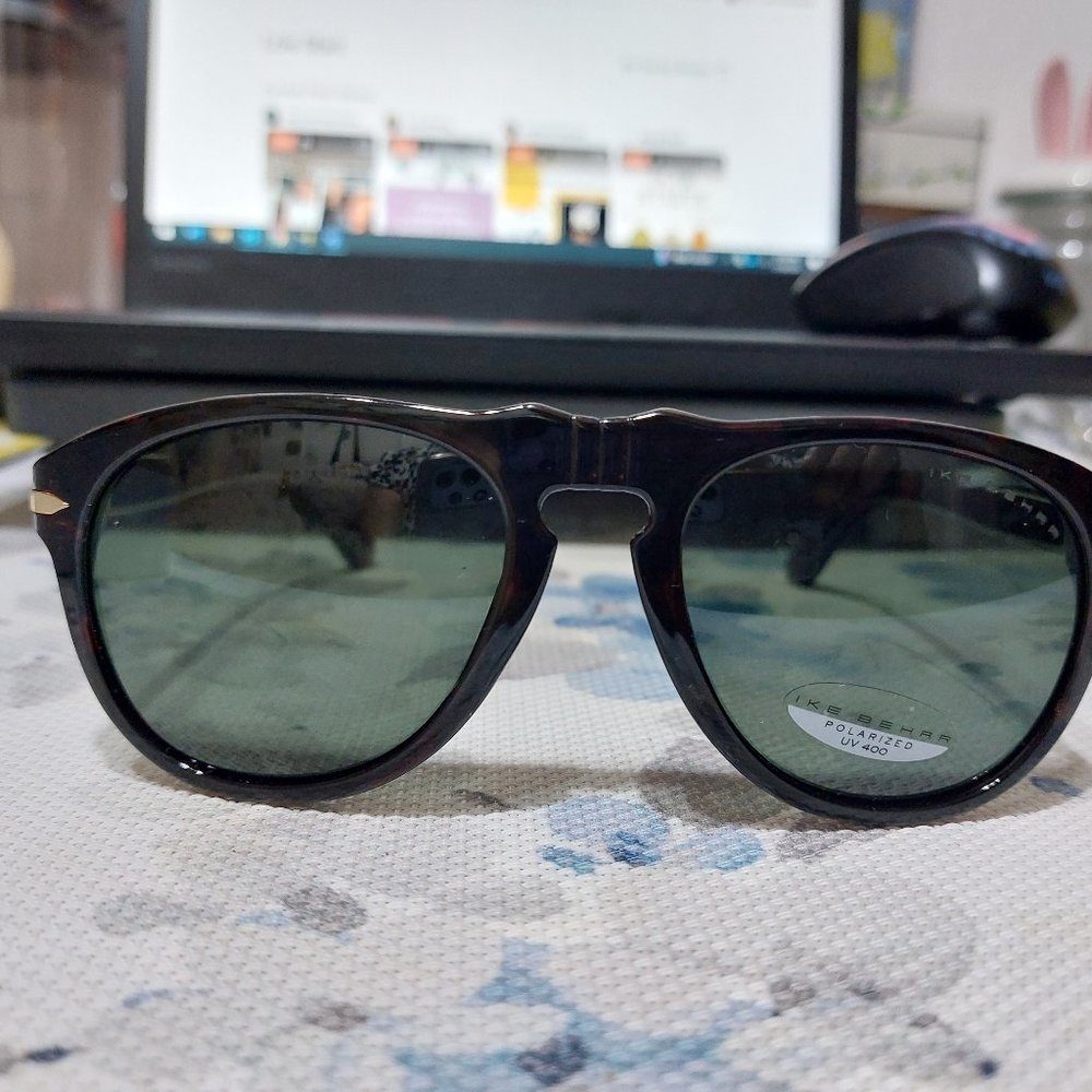 Ike Behar Thick Frame Black Sunglasses Polarized UV 400